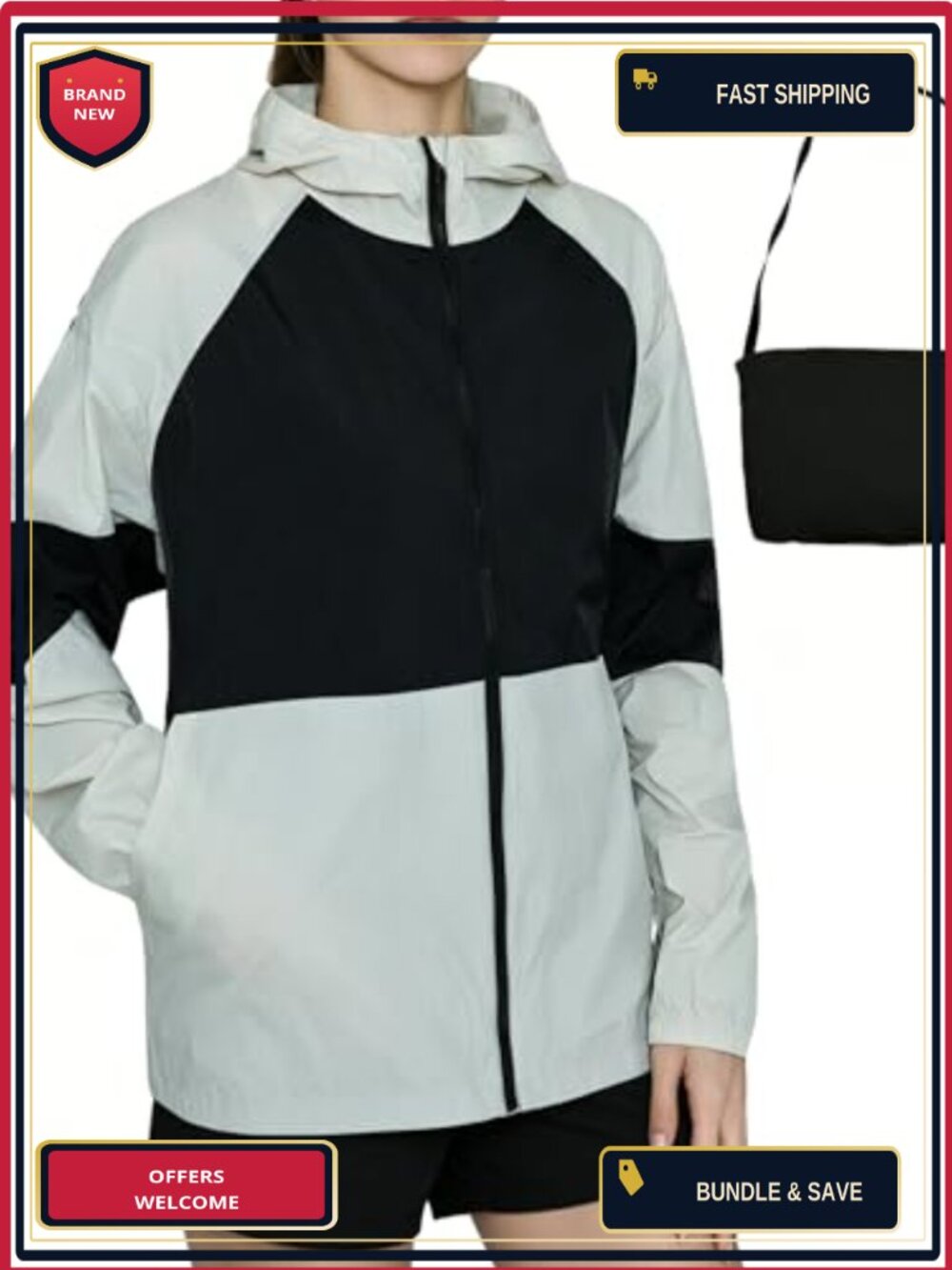 UPF 50+ Packable Anorak Windbreaker Water Repellent Hooded Jacket